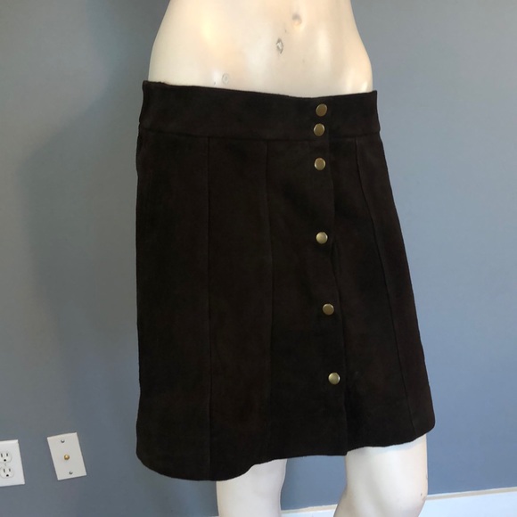 NWOT FRAME Dark  Brown Suede Leather Skirt SZ 29 - Picture 3 of 16